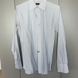 Tom Ford Slim Fit Navy/White check button down shirt 15.5